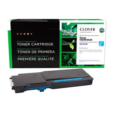 Clover Imaging Group Remanufactured Extra High Yield Cyan Toner Cartridge, Xerox 106R03526 201343P
